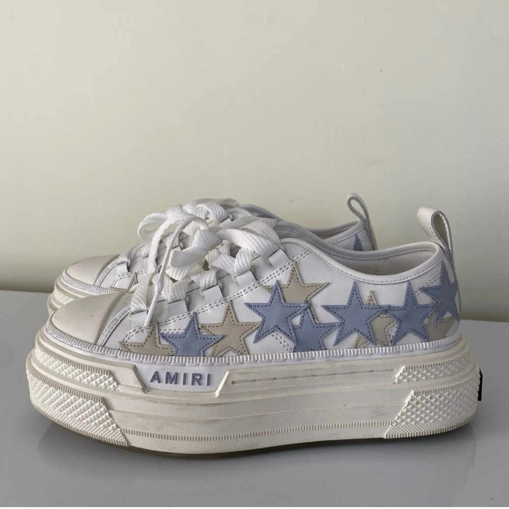 Amiri White and Blue Star Sneakers